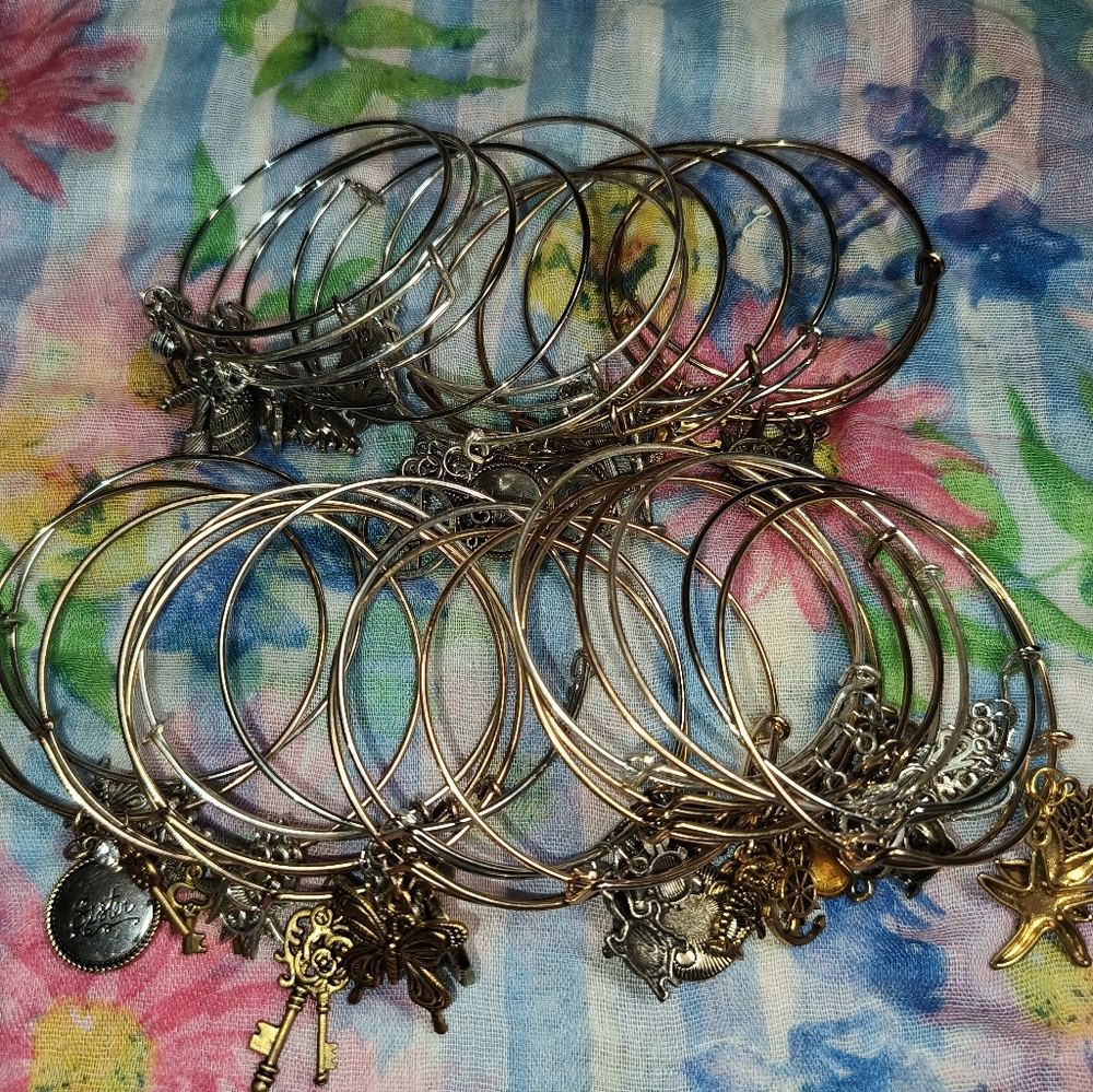 Chic Gold and Silver Charm Bracelet Set